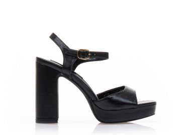 Πέδιλα μαύρα δερματίνη με φιάπα ΜΑΥΡΟ - Tsoukalas - 