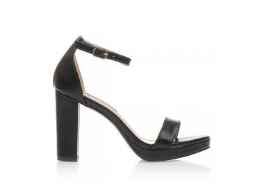 Πέδιλα μαύρα δερματίνη με λουράκι ΜΑΥΡΟ - Tsoukalas - 