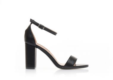 Πέδιλα μαύρα δερματίνη με λουράκι στον αστράγαλο ΜΑΥΡΟ - Tsoukalas - 