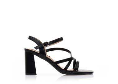 Πέδιλα μαύρα δερματίνη με λουράκια ΜΑΥΡΟ - Tsoukalas - 