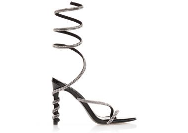 Πέδιλα μαύρα δερματίνη με πολλαπλά λουράκια από στρας ΜΑΥΡΟ - Tsoukalas - 