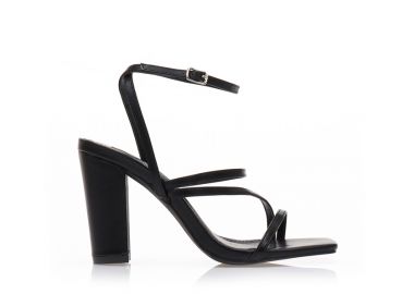 Πέδιλα μαύρα δερματίνη με πολλαπλά λουράκια ΜΑΥΡΟ - Tsoukalas - 