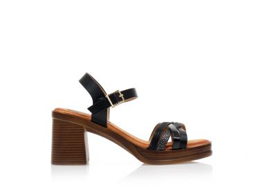 Πέδιλα μαύρα δερματίνη με πολλαπλά λούρεξ λουράκια ΜΑΥΡΟ - Tsoukalas - 