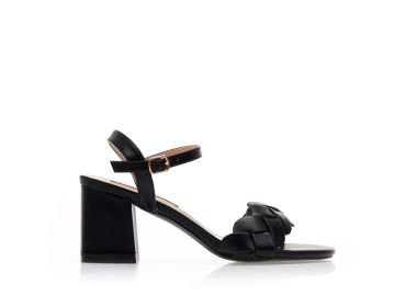 Πέδιλα μαύρα δερματίνη με σχέδιο πλέξη ΜΑΥΡΟ - Tsoukalas - 