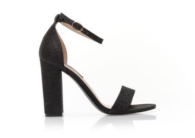 Πέδιλα μαύρα λούρεξ με ρυθμιζόμενο λουράκι στον αστράγαλο ΜΑΥΡΟ - Tsoukalas - 