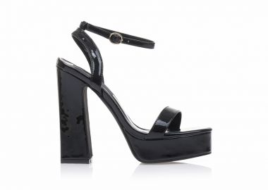 Πέδιλα μαύρα λουστρίνι με φιάπα ΜΑΥΡΟ - Tsoukalas - 