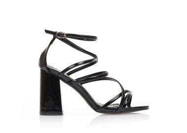 Πέδιλα μαύρα λουστρίνι με πολλαπλά λουράκια ΜΑΥΡΟ - Tsoukalas - 