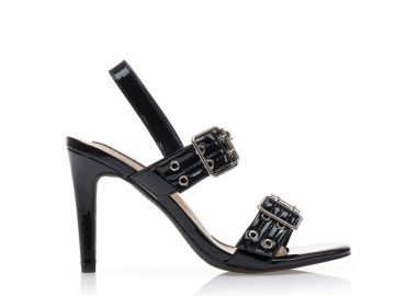 Πέδιλα μαύρα λουστρίνι με ρυθμιζόμενες φάσες ΜΑΥΡΟ - Tsoukalas - 