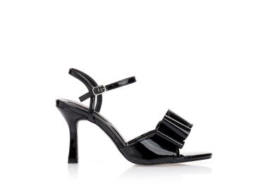 Πέδιλα μαύρα με διακοσμητικό φιόγκο ΜΑΥΡΟ - Tsoukalas - 