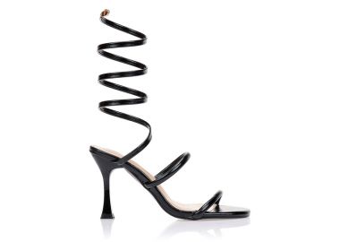 Πέδιλα μαύρα με σπιράλ λουράκια ΜΑΥΡΟ - Tsoukalas - 