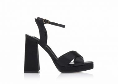 Πέδιλα μαύρα σατέν με χιαστί φάσα ΜΑΥΡΟ - Tsoukalas - 