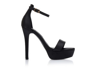 Πέδιλα μαύρα σατέν με φιάπα και λουράκι στον αστράγαλο ΜΑΥΡΟ - Tsoukalas - 