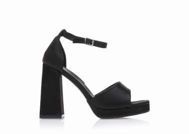 Πέδιλα μαύρα σατέν με φιάπα ΜΑΥΡΟ - Tsoukalas - 