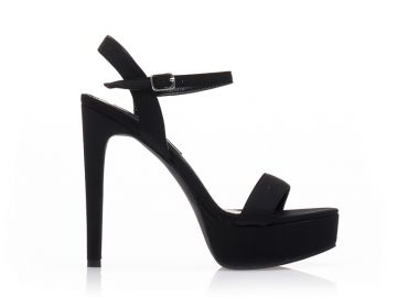 Πέδιλα μαύρα σατέν με φιάπα ΜΑΥΡΟ - Tsoukalas - 