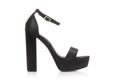 Πέδιλα μαύρα σατέν με φιάπα ΜΑΥΡΟ - Tsoukalas - 