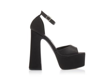 Πέδιλα μαύρα σατέν με φιάπα ΜΑΥΡΟ - Tsoukalas - 