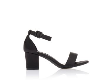 Πέδιλα μαύρα σατέν με λουράκι ΜΑΥΡΟ - Tsoukalas - 