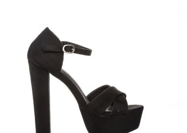 Πέδιλα μαύρα σουέτ χιαστί με φιάπα ΜΑΥΡΟ - Tsoukalas - 