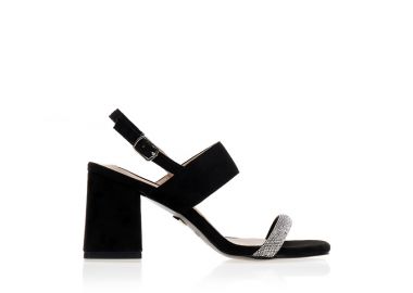 Πέδιλα μαύρα σουέτ με φάσα από στρας ΜΑΥΡΟ - Tsoukalas - 