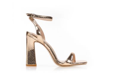 Πέδιλα με ανάγλυφο animal print σχέδιο ΜΠΡΟΝΖΕ - Tsoukalas - 