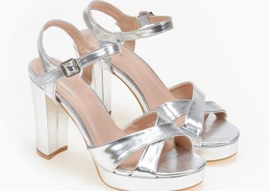 Πέδιλα με χιαστί φάσα και φιάπα - Ασημί - Issue - 