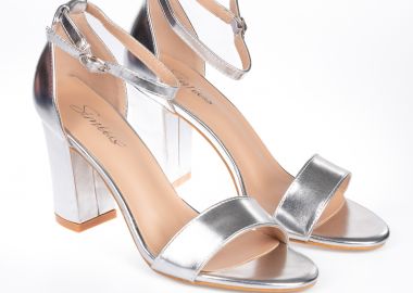 Πέδιλα με χοντρό τακούνι - Ασημί - Issue - 