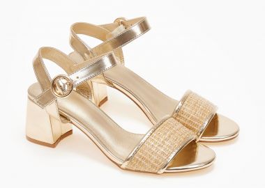 Πέδιλα με χοντρό τακούνι - Χρυσό - Issue - 