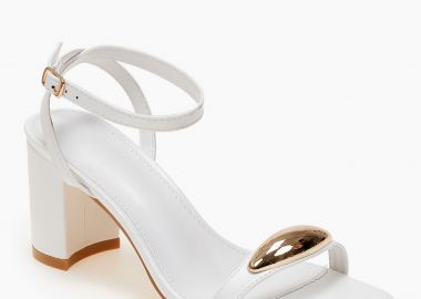 Πέδιλα με χοντρό τακούνι - Λευκό - Issue - 