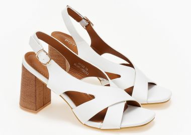 Πέδιλα με χοντρό τακούνι - Λευκό - Issue - 