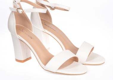 Πέδιλα με χοντρό τακούνι - Λευκό - Issue - 
