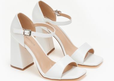 Πέδιλα με χοντρό τακούνι - Λευκό - Issue - 