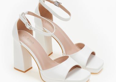 Πέδιλα με χοντρό τακούνι - Λευκό - Issue - 