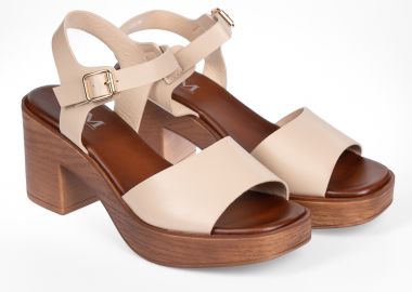 Πέδιλα με χοντρό τακούνι - Μπεζ - Issue - 