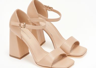 Πέδιλα με χοντρό τακούνι - Nude - Issue - 