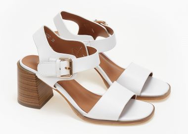 Πέδιλα με χοντρό τακούνι και φάσα - Λευκό - Issue - 