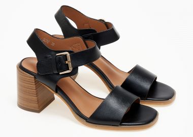 Πέδιλα με χοντρό τακούνι και φάσα - Μαύρο - Issue - 