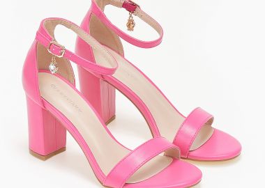 Πέδιλα με χοντρό τακούνι και κλειστή φτέρνα - Φούξια - Issue - 