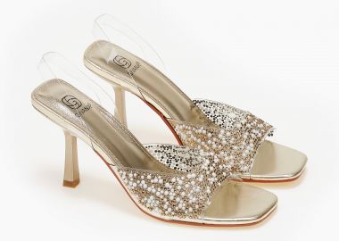 Πέδιλα με διαφάνεια και χάντρες - Χρυσό - Issue - 