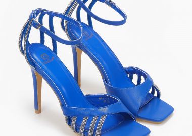 Πέδιλα με ιδιάτερη φάσα και strass - Μπλε - Issue - 