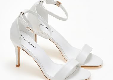 Πέδιλα με κλειστή φτέρνα και λεπτό τακούνι - Λευκό - Issue - 