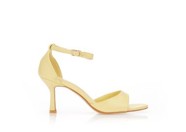 Πέδιλα με λεπτό τακούνι και μπαρέτα ΚΙΤΡΙΝΟ - Tsoukalas - 