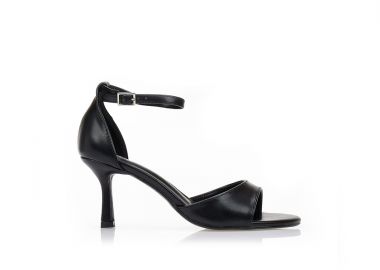 Πέδιλα με λεπτό τακούνι και μπαρέτα ΜΑΥΡΟ - Tsoukalas - 