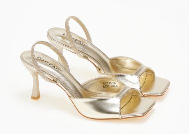 Πέδιλα με λεπτό τακούνι και τετράγωνη μύτη - Χρυσό - Issue - 