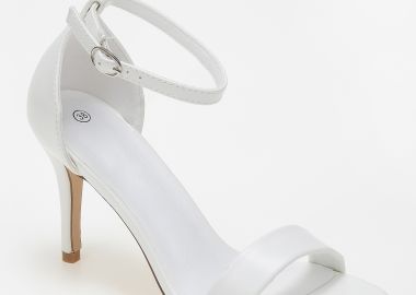 Πέδιλα με λεπτό τακούνι κλειστή φτέρνα και μπαρέτα - Λευκό - Issue - 