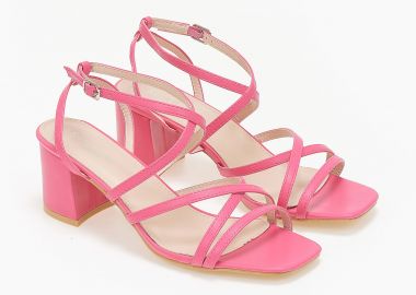 Πέδιλα με λουράκια και χοντρό τακούνι - Φούξια - Issue - 