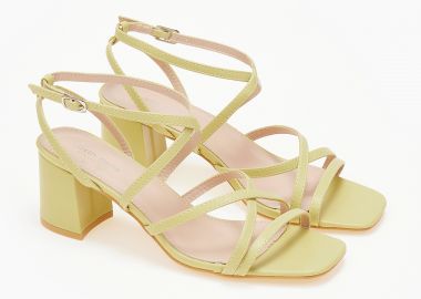 Πέδιλα με λουράκια και χοντρό τακούνι - Πράσινο - Issue - 