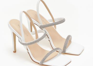 Πέδιλα με λουράκια και λεπτό τακούνι - Λευκό - Issue - 