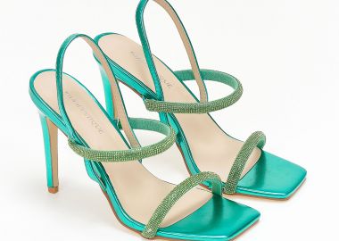 Πέδιλα με λουράκια και λεπτό τακούνι - Πράσινο - Issue - 