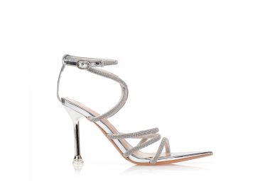 Πέδιλα με λουράκια και στρας λεπτομέρειες ΑΣΗΜΙ - Tsoukalas - 