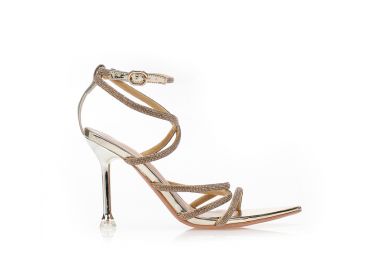 Πέδιλα με λουράκια και στρας λεπτομέρειες ΧΡΥΣΟ - Tsoukalas - 